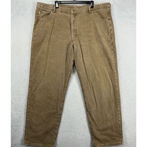 L.L.‎ Bean Flannel Lined Straight Jeans Mens 46X32 Brown 5 Pocket Outdoor Denim